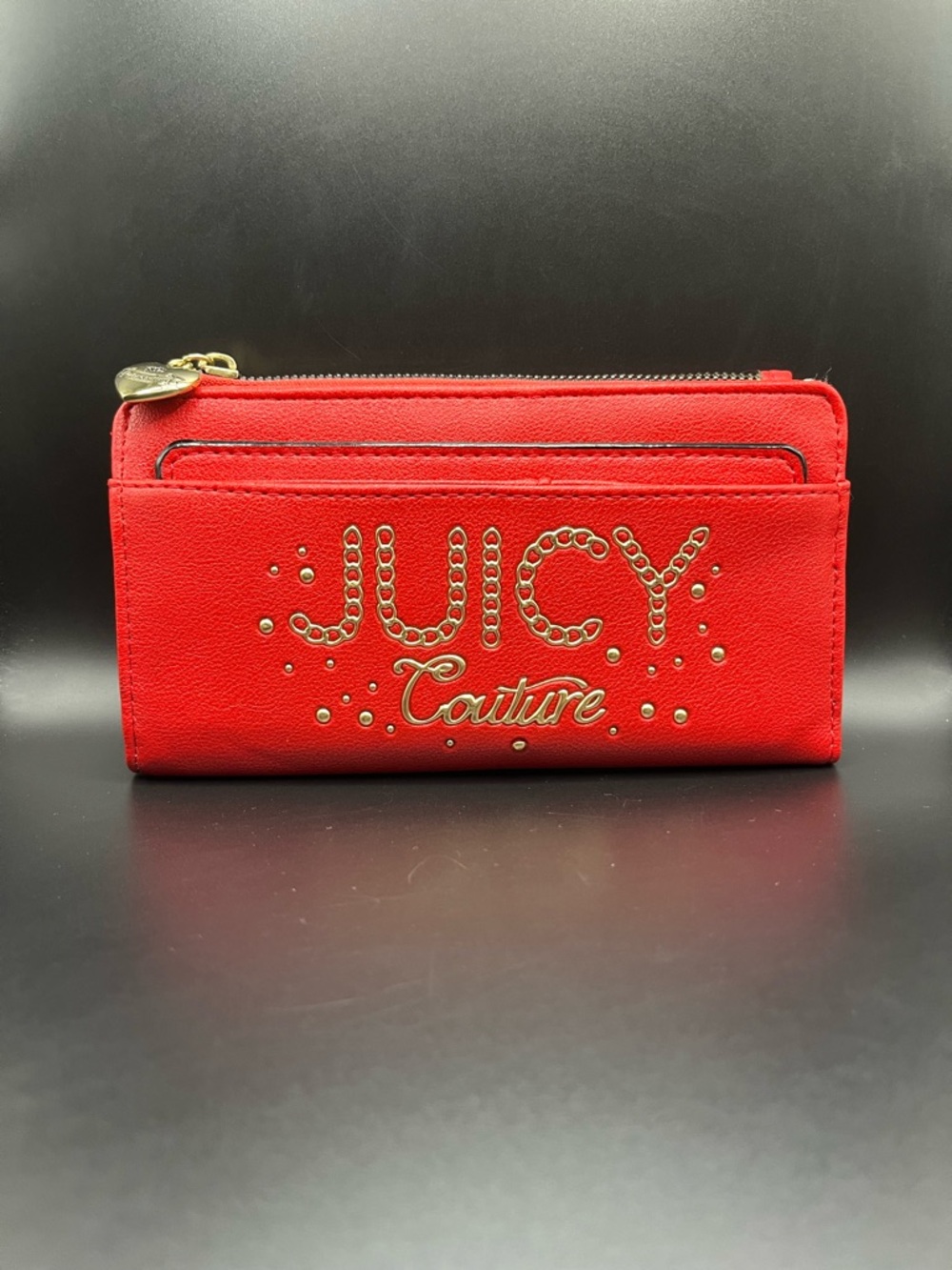 Juicy Couture Red Studded Logo Zip Wallet
